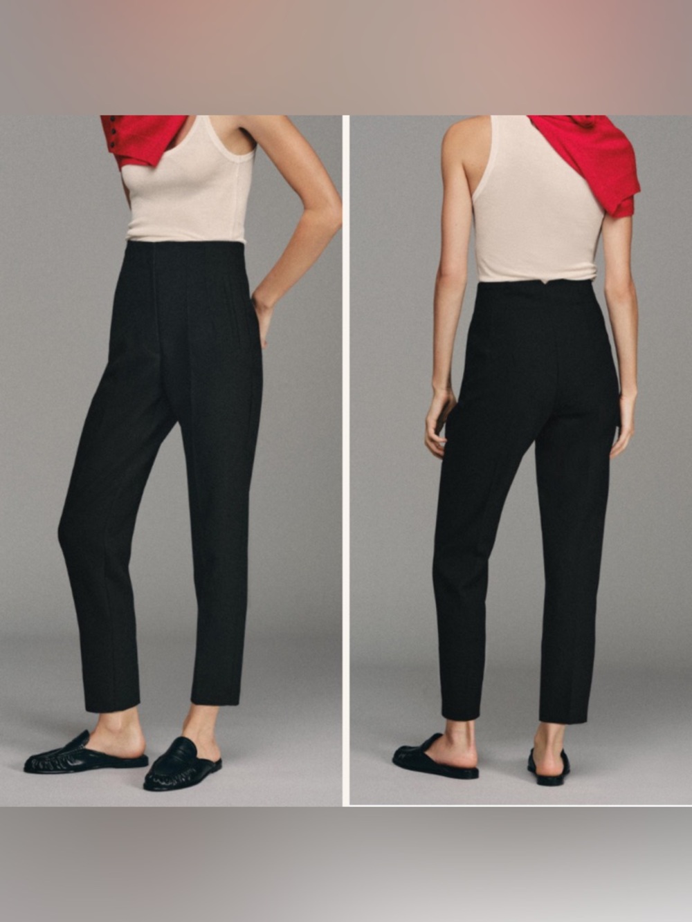 Zara High Waist Black Trousers Size M